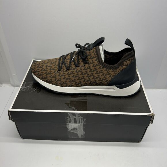 Michael Kors Dax Slip On MK SIG KNIT Trainer Brown/Black Men SZ 13 New in Box - Picture 1 of 9